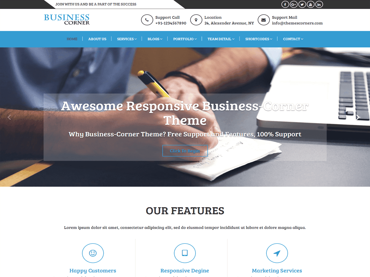 Business Corner WordPress theme screenshot